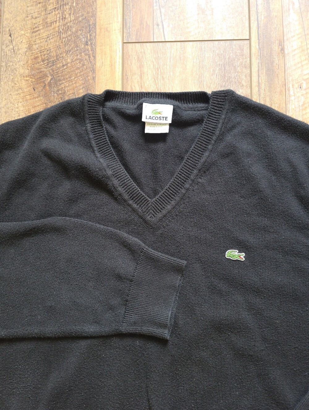 Lacoste - Cotton V-Neck Sweater - 7 XXL - Solid Black